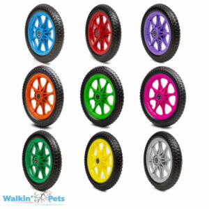 nine different colors of foam wheels