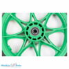 close up of green foam wheel