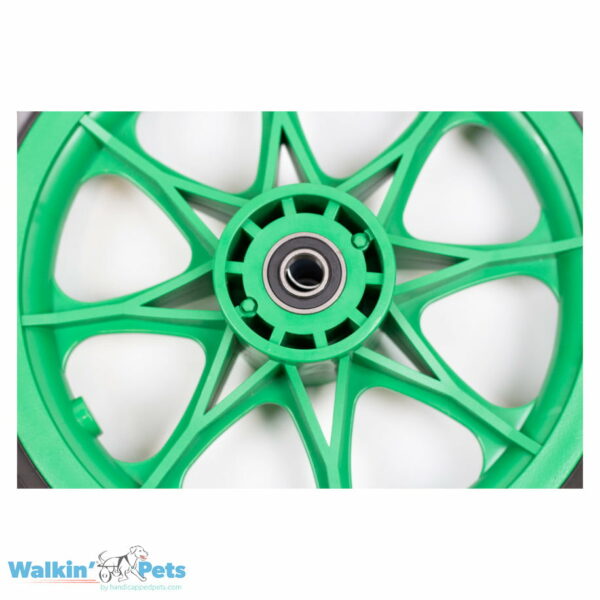 close up of green foam wheel